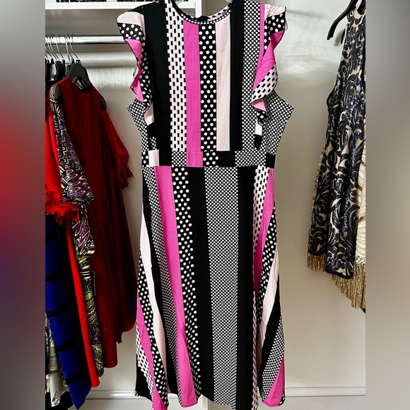 Brand New 🎀🖤 Super Cute Polka Dot & Striped Print Dress 🎀🖤 Size 8/10 - Large - Picture 11 of 11